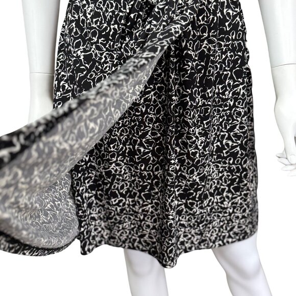 Nine West Womens Black & White Abstract Print Short Sleeve Dress L - Picture 3 of 4
